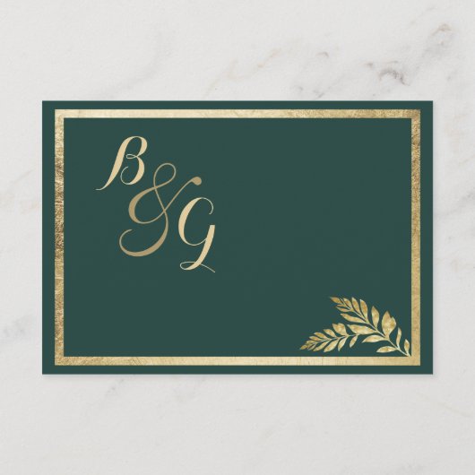 Elegant bosgroen bladgoud Details Kaart (Achterkant)