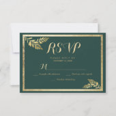 Elegant bosgroen gouden blad RSVP (Voorkant)