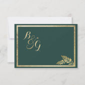 Elegant bosgroen gouden blad RSVP Kaartje (Achterkant)