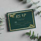 Elegant bosgroen gouden blad RSVP Kaartje