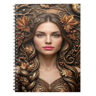 Elegant bosportret in geprägde bronzen kunst notitieboek