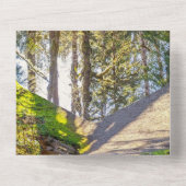 Elegant bossen bomen tropische buitenfoto Weddensc All In One Uitnodiging (Achterkant)