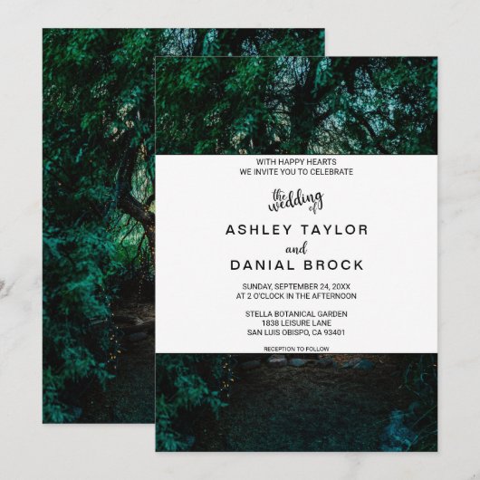 Elegant bossen string van lichtgroene floral Weddi Kaart (Voorkant / Achterkant)