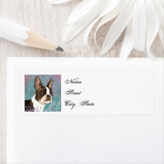 Elegant Boston Terrier Etiket (Insitu)