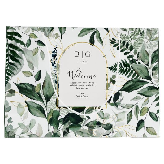 Elegant Botanic Greenery bruiloft welkom Groot Cadeauzakje (Achterkant)