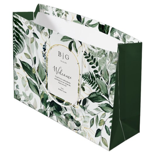 Elegant Botanic Greenery bruiloft welkom Groot Cadeauzakje (Achterkant Gekanteld)
