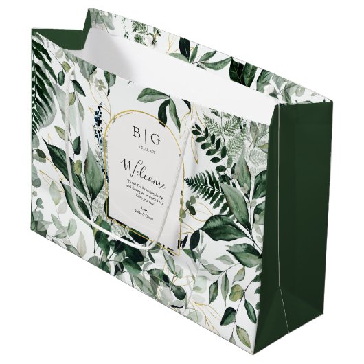 Elegant Botanic Greenery bruiloft welkom Groot Cadeauzakje (Voorkant Gekanteld)