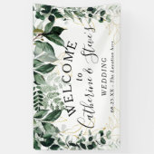 Elegant Botanic Greenery Wedding welkomstachtergro Spandoek (Verticaal)