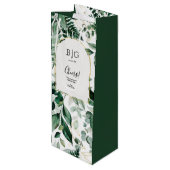 Elegant Botanic Greenery Wedding wine Bottle Wijn Cadeautas (Achterkant Gekanteld)