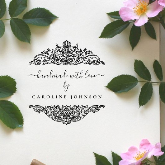 Elegant Botanica-handgemaakt met Love Custom Rubberstempel