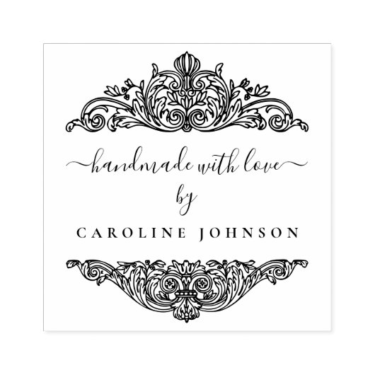 Elegant Botanica-handgemaakt met Love Custom Rubberstempel (Afrduk)