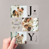 Elegant Botanica Photo Collage Joy Christmas Card Acryl Uitnodigingen (Insitu (Draagbaar))