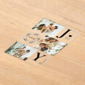 Elegant Botanica Photo Collage Joy Christmas Card Acryl Uitnodigingen (Laagn)