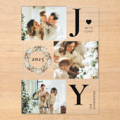 Elegant Botanica Photo Collage Joy Christmas Card Acryl Uitnodigingen (Voorkant)