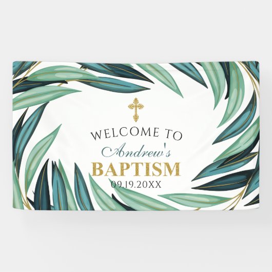 Elegant Botanical Baptism Welcome Spandoek (Horizontaal)