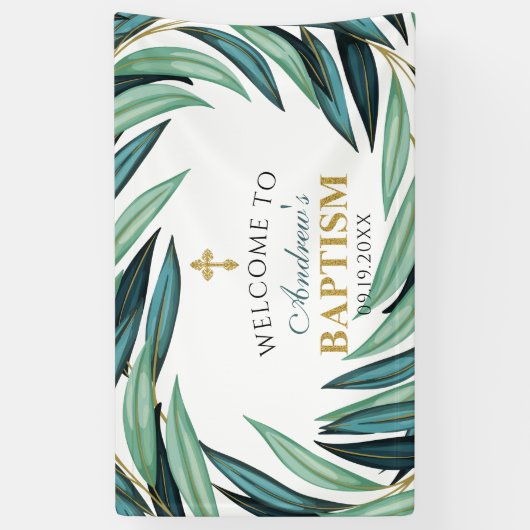 Elegant Botanical Baptism Welcome Spandoek (Verticaal)
