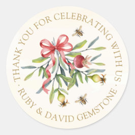 Elegant Botanical Bee Garden Birthday Favor Ronde Sticker