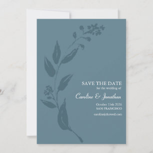Elegant Botanical Blauwgroen Blue Minimalist Wedde Save The Date