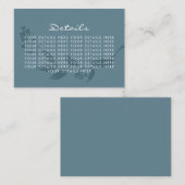 Elegant Botanical Blauwgroen Blue Silhouette Weddi Informatiekaartje (Voorkant / Achterkant)