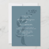 Elegant Botanical Blauwgroen Blue Silhouette Weddi Kaart (Voorkant)