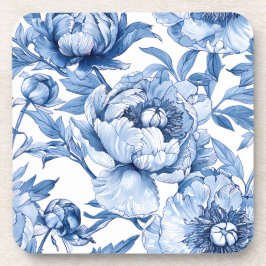 Elegant Botanical Blue Flowers Chic Floral Pattern Bier Onderzetter