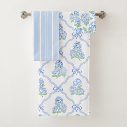 Elegant Botanical Blue Green Hydrangea Bad Handdoek (Insitu)