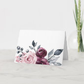  Elegant Botanical Blush Burgundy Floral Wedding Bedankkaart (Achterkant)