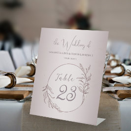 Elegant Botanical Blush Wedding Table Card Reclamebord Met Voetstuk