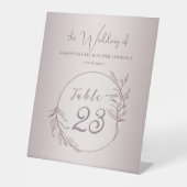 Elegant Botanical Blush Wedding Table Card Reclamebord Met Voetstuk (Voorkant)