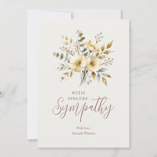 Elegant Botanical Bouquet Ivory Tones Sympathy (Voorkant)