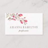 Elegant Botanical Branch Roze waterverf Visitekaartje (Voorkant)