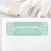 Elegant Botanical Brocade Lace Mint Wedding Etiket (Insitu)