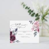 Elegant Botanical Burgundy Floral RSVP Briefkaart (Staand voorkant)