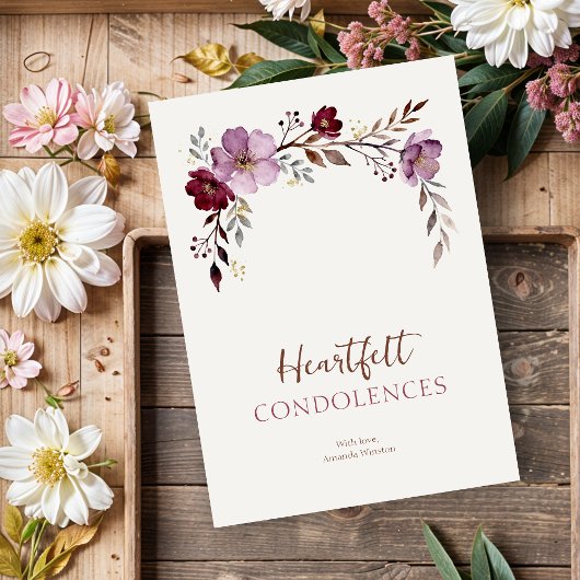 Elegant Botanical Burgundy Tones Sympathy