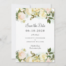 Elegant Botanical Chic Greenery Floral Wedding Save The Date