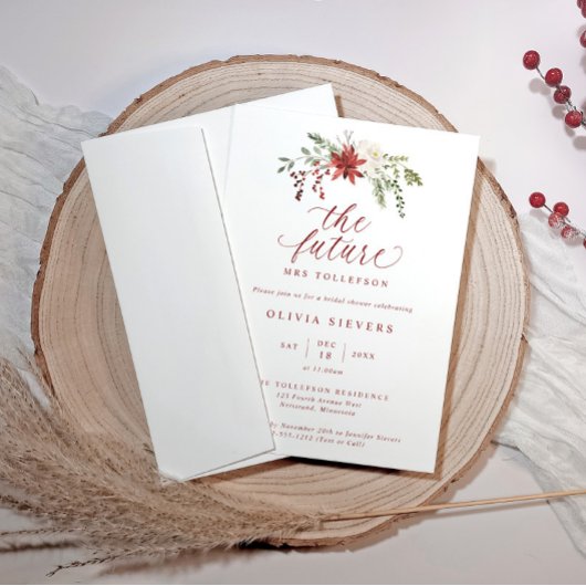 Elegant Botanical Christmas Bridal Shower Kaart