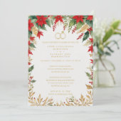 Elegant Botanical Christmas Frame Wedding Rings Kaart (Staand voorkant)