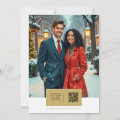 Elegant Botanical Christmas Frame Wedding Rings Kaart (Achterkant)