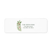 Elegant Botanical Christmas Return Address Etiket (Voorkant)