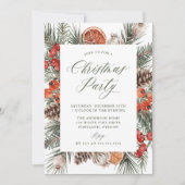 Elegant Botanical Citrus Frame Christmas Party Kaart (Voorkant)