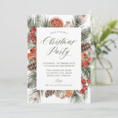 Elegant Botanical Citrus Frame Christmas Party Kaart (Staand voorkant)