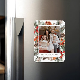 Elegant Botanical Citrus Frame Holiday Photo Magneet