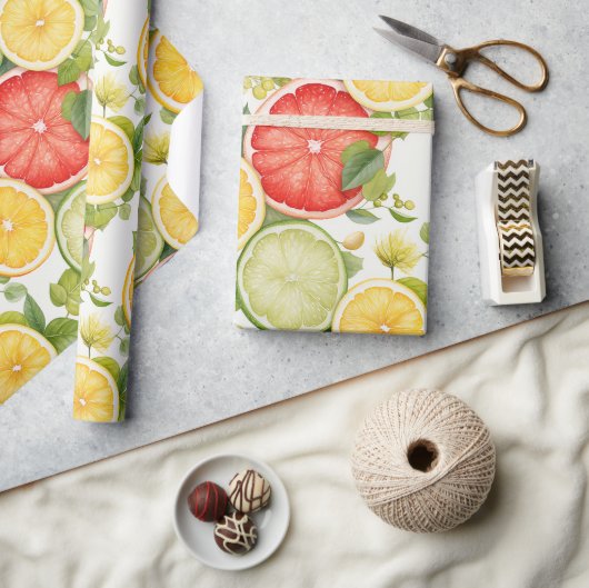 Elegant Botanical Citrus Fruit Cadeaupapier (Crafts)