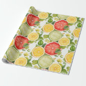 Elegant Botanical Citrus Fruit Cadeaupapier (Uitgerold)