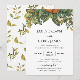 Elegant Botanical Citrus Greenery Wedding Kaart