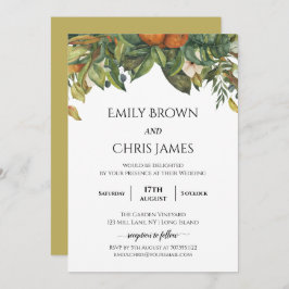 Elegant Botanical Citrus Greenery Wedding Kaart