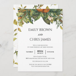 Elegant Botanical Citrus Greenery Wedding Kaart