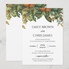 Elegant Botanical Citrus Greenery Wedding Kaart