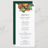 Elegant Botanical Citrus Greenery Wedding Menu (Voorkant / Achterkant)
