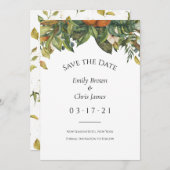 Elegant Botanical Citrus Greenery Wedding Save The Date (Voorkant / Achterkant)
